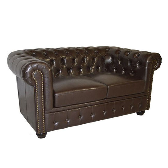 Εικόνα της ΚΑΝΑΠΕΣ 2ΘΕΣΙΟΣ T.CHESTERFIELD HM3010.01 ΤΕΧΝΟΔΕΡΜΑ ΣΚΟΥΡΟ ΚΑΦΕ 155x90x73 εκ.