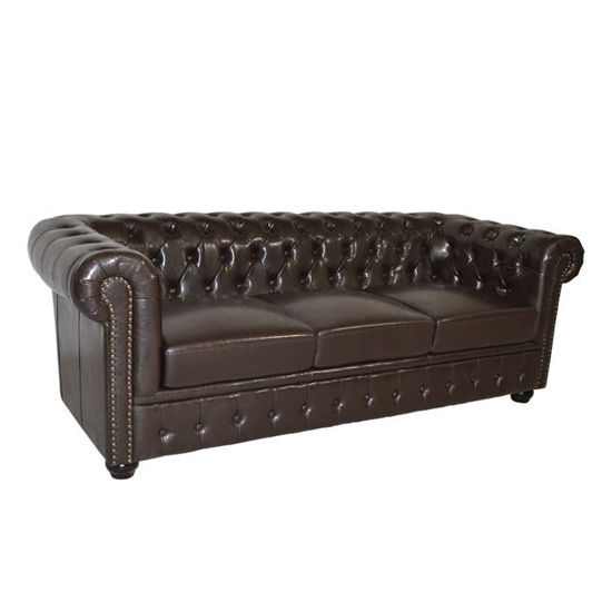 Εικόνα της ΚΑΝΑΠΕΣ 3ΘΕΣΙΟΣ T.CHESTERFIELD HM3009.01 ΤΕΧΝΟΔΕΡΜΑ ΣΚΟΥΡΟ ΚΑΦΕ 208x90x73Υ εκ.