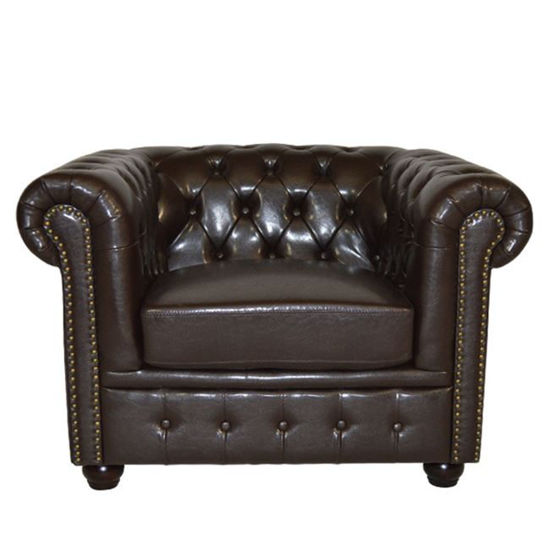 Εικόνα της ΠΟΛΥΘΡΟΝΑ T.CHESTERFIELD HM3011.01 ΤΕΧΝΟΔΕΡΜΑ ΣΚΟΥΡΟ ΚΑΦΕ 110x90x73 εκ.