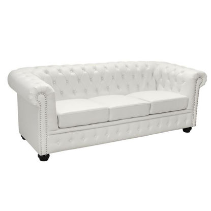 Εικόνα της ΚΑΝΑΠΕΣ 3ΘΕΣΙΟΣ T.CHESTERFIELD HM3009.02 ΤΕΧΝΟΔΕΡΜΑ ΛΕΥΚΟ ΜΑΤ 208x90x73 εκ.