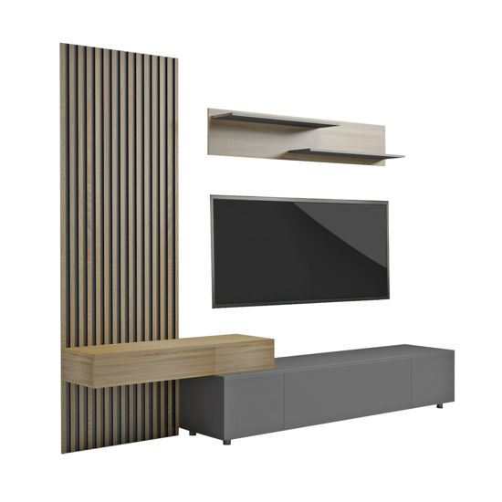 Εικόνα της ΣΥΝΘΕΣΗ ΤΗΛΕΟΡΑΣΗΣ DORT HM18076.02 ΜΕΛΑΜΙΝΗ ΣΕ ΣΟΝΑΜΑ-ΜΑΥΡΟ 249.5x42.2x199.5Υεκ