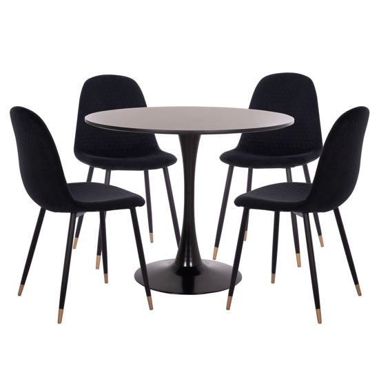 Εικόνα της ΣΕΤ ΤΡΑΠΕΖΑΡΙΑΣ 5ΤΜΧ BROLIN HM21191 MDF TOP-ΜΕΤΑΛΛΙΚΑ ΠΟΔΙΑ-ΒΕΛΟΥΔΟ--ΜΑΥΡΟ