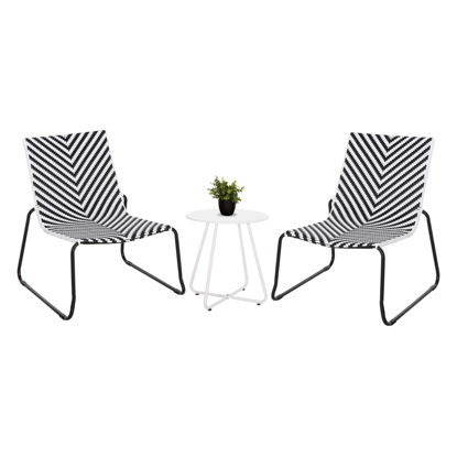 Εικόνα της ΣΕΤ LOUNGE 3TMX ΕΞ.ΧΩΡΟΥ PONY HM21193.02 ΜΕΤΑΛΛΟ ΚΑΙ ΣΥΝΘ.RATTAN ΣΕ ΛΕΥΚΟ-ΜΑΥΡΟ