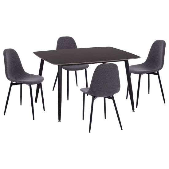 Εικόνα της ΣΕΤ ΤΡΑΠΕΖΑΡΙΑΣ 5ΤΜΧ RAVEN HM21068.02 ΚΕΡΑΜΙΚΟ TOP ΜΑΥΡΟ ΜΑΡΜΑΡΟ--ΓΚΡΙ ΥΦΑΣΜΑ