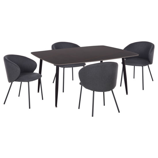 Εικόνα της ΣΕΤ ΤΡΑΠΕΖΑΡΙΑΣ 5ΤΜΧ RAVEN HM21069.02 ΚΕΡΑΜΙΚΟ TOP ΜΑΥΡΟ ΜΑΡΜΑΡΟ & 4 ΚΑΡΕΚΛΕΣ