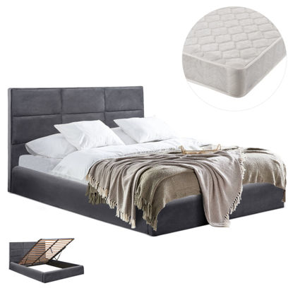 Εικόνα της ΚΡΕΒΑΤΙ ΔΙΠΛΟ & ΣΤΡΩΜΑ BRILEY HM21272.01 ΓΚΡΙ ΒΕΛΟΥΔΟ ΜΕ ΑΠΟΘ.ΧΩΡΟ--ΓΙΑ 160x200εκ