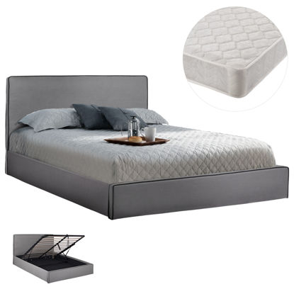 Εικόνα της ΚΡΕΒΑΤΙ ΔΙΠΛΟ & ΣΤΡΩΜΑ ALLIE HM21273.01 ΓΚΡΙ ΥΦΑΣΜΑ ΜΕ ΑΠΟΘ.ΧΩΡΟ--ΓΙΑ 160x200εκ