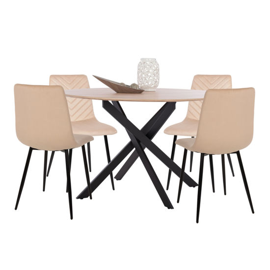 Εικόνα της ΣΕΤ ΤΡΑΠΕΖΑΡΙΑΣ 5ΤΜΧ ROSARIO HM21278 MDF TOP ΣΤΡΟΓΓΥΛΟ-ΒΕΛΟΥΔΟ ΕΚΡΟΥ & ΜΕΤΑΛΛΟ