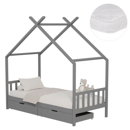 Εικόνα της ΚΡΕΒΑΤΙ ΠΑΙΔΙΚΟ ΜΕ ΣΤΡΩΜΑ KLARICE HM21305.02 ΞΥΛΟ ΠΕΥΚΟΥ ΣΕ ΓΚΡΙ--ΣΤΡΩΜΑ 90x190εκ