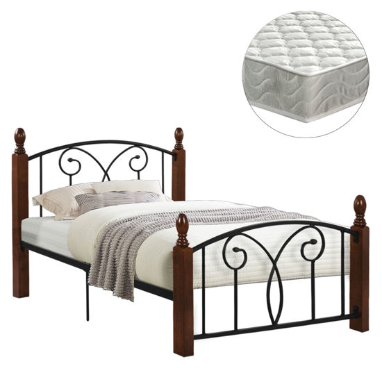 Εικόνα της ΚΡΕΒΑΤΙ ΜΟΝΟ & ΣΤΡΩΜΑ SUZIE HM21331 ΜΕΤΑΛΛΟ & ΞΥΛΟ ΣΕ ΚΑΡΥΔΙ--ΣΤΡΩΜΑ 90x190εκ