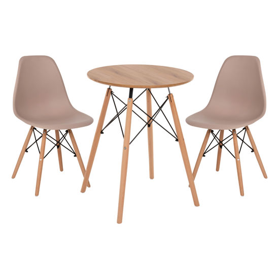 Εικόνα της ΣΕΤ ΤΡΑΠΕΖΑΡΙΑΣ 3ΤΜΧ TWIST HM21370 ΣΤΡΟΓΓΥΛΟ ΤΡΑΠΕΖΙ Φ60 & 2 ΚΑΡΕΚΛΕΣ ΣΕ ΚΑΠΟΥΤΣΙΝΟ