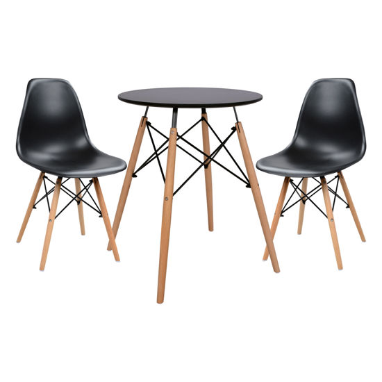 Εικόνα της ΣΕΤ ΤΡΑΠΕΖΑΡΙΑΣ 3ΤΜΧ TWIST HM21371 ΣΤΡΟΓΓΥΛΟ ΤΡΑΠΕΖΙ Φ60 & 2 ΚΑΡΕΚΛΕΣ ΣΕ ΜΑΥΡΟ