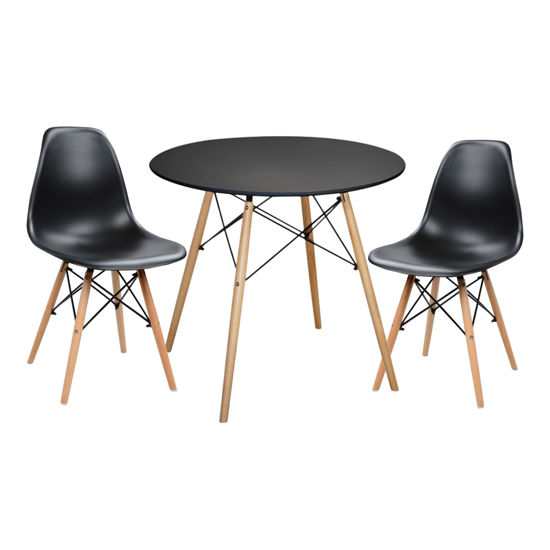 Εικόνα της ΣΕΤ ΤΡΑΠΕΖΑΡΙΑΣ 3ΤΜΧ TWIST HM21373 ΣΤΡΟΓΓΥΛΟ ΤΡΑΠΕΖΙ Φ80 & 2 ΚΑΡΕΚΛΕΣ ΣΕ ΜΑΥΡΟ