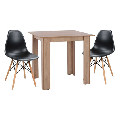 Εικόνα της ΣΕΤ ΤΡΑΠΕΖΑΡΙΑΣ 3ΤΜΧ KELVIN HM21376 ΤΕΤΡΑΓΩΝΟ ΤΡΑΠΕΖΙ SONAMA OAK--2 ΚΑΡΕΚΛΕΣ ΜΑΥΡΕΣ