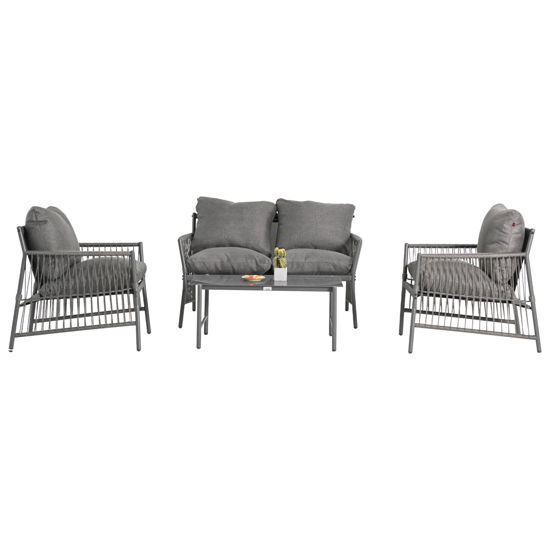 Εικόνα της ΣΕΤ ΣΑΛΟΝΙ ΕΞ.ΧΩΡΟΥ 4 ΘΕΣΕΩΝ DEANDRA HM6507.01 ΜΕΤΑΛΛΟ & ΜΑΞΙΛΑΡΙΑ ΣΕ ΓΚΡΙ