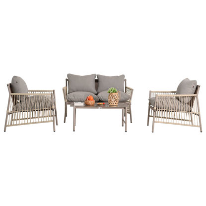 Εικόνα της ΣΕΤ ΣΑΛΟΝΙ ΕΞ.ΧΩΡΟΥ 4 ΘΕΣΕΩΝ DEANDRA HM6507.02 ΣΑΜΠΑΝΙ ΜΕΤΑΛΛΟ--ΓΚΡΙ ΜΑΞΙΛΑΡΙΑ