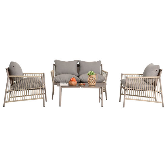 Εικόνα της ΣΕΤ ΣΑΛΟΝΙ ΕΞ.ΧΩΡΟΥ 4 ΘΕΣΕΩΝ DEANDRA HM6507.02 ΣΑΜΠΑΝΙ ΜΕΤΑΛΛΟ--ΓΚΡΙ ΜΑΞΙΛΑΡΙΑ