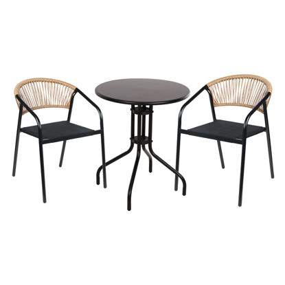 Εικόνα της ΣΕΤ ΤΡΑΠΕΖΑΡΙΑΣ 3ΤΜΧ LINO HM10728 2 ΜΕΤΑΛ. ΚΑΡΕΚΛΕΣ--ΣΤΡΟΓΓΥΛΟ ΤΡΑΠΕΖΙ Φ60εκ ΜΑΥΡΟ