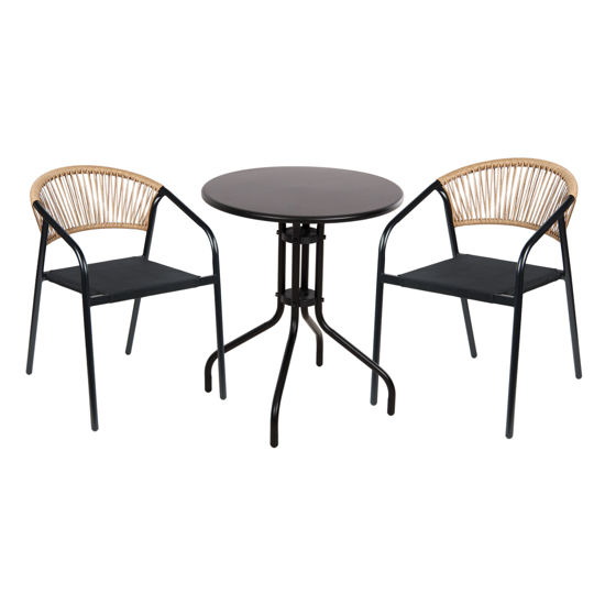 Εικόνα της ΣΕΤ ΤΡΑΠΕΖΑΡΙΑΣ 3ΤΜΧ LINO HM10728 2 ΜΕΤΑΛ. ΚΑΡΕΚΛΕΣ--ΣΤΡΟΓΓΥΛΟ ΤΡΑΠΕΖΙ Φ60εκ ΜΑΥΡΟ