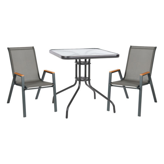 Εικόνα της ΣΕΤ ΤΡΑΠΕΖΑΡΙΑΣ 3ΤΜΧ FIGO HM10730.01-- 2 ΚΑΡΕΚΛΕΣ & ΤΕΤΡΑΓΩΝΟ ΤΡΑΠΕΖΙ 70x70εκ ΓΚΡΙ