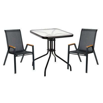 Εικόνα της ΣΕΤ ΤΡΑΠΕΖΑΡΙΑΣ 3ΤΜΧ FIGO HM10730.03-- 2 ΚΑΡΕΚΛΕΣ & ΤΕΤΡΑΓΩΝΟ ΤΡΑΠΕΖΙ 60x60εκ ΜΑΥΡΟ