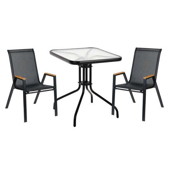 Εικόνα της ΣΕΤ ΤΡΑΠΕΖΑΡΙΑΣ 3ΤΜΧ FIGO HM10730.03-- 2 ΚΑΡΕΚΛΕΣ & ΤΕΤΡΑΓΩΝΟ ΤΡΑΠΕΖΙ 60x60εκ ΜΑΥΡΟ