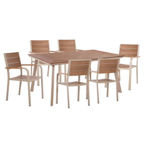 Εικόνα της ΣΕΤ ΤΡΑΠΕΖΑΡΙΑΣ TABER HM10737 ΤΡΑΠΕΖΙ & 6 ΠΟΛΥΘΡΟΝΕΣ-ΑΛΟΥΜΙΝΙΟ & POLYWOOD-ΣΑΜΠΑΝΙ