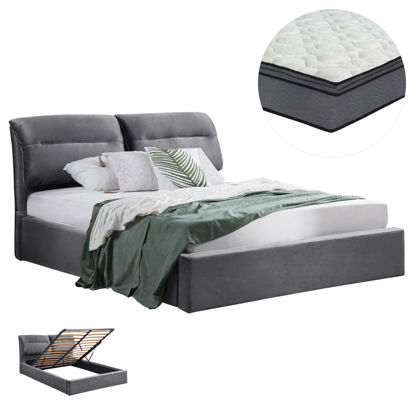 Εικόνα της ΚΡΕΒΑΤΙ ΔΙΠΛΟ & ΣΤΡΩΜΑ KENDRA HM10720.01 ΓΚΡΙ ΒΕΛΟΥΔΟ ΜΕ ΑΠΟΘ.ΧΩΡΟ--ΓΙΑ 160x200εκ