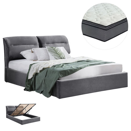 Εικόνα της ΚΡΕΒΑΤΙ ΔΙΠΛΟ & ΣΤΡΩΜΑ KENDRA HM10720.01 ΓΚΡΙ ΒΕΛΟΥΔΟ ΜΕ ΑΠΟΘ.ΧΩΡΟ--ΓΙΑ 160x200εκ