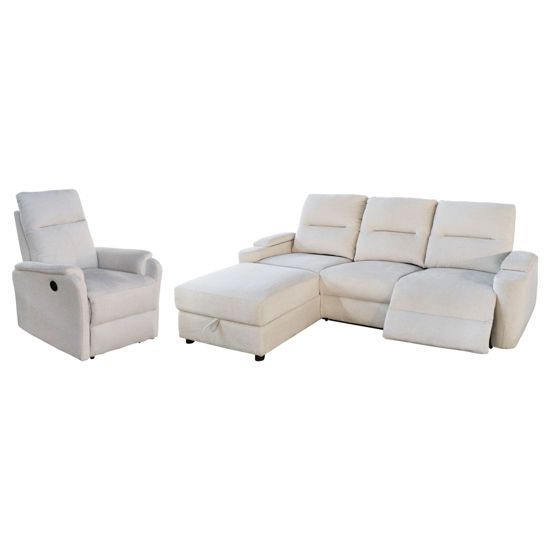 Εικόνα της ΣΕΤ ΚΑΝΑΠΕΣ-ΠΟΛΥΘΡΟΝΑ RELAX SYNTHIA HM10735.01 ΜΠΕΖ ΥΦΑΣΜΑ-ΗΛΕΚΤΡΙΚΗ ΑΝΑΚΛΙΣΗ [L]
