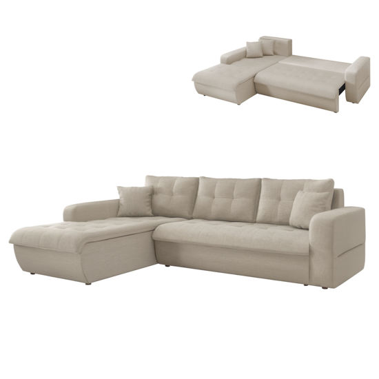 Εικόνα της ΚΑΝΑΠΕΣ ΚΡΕΒΑΤΙ ΑΡΙΣΤΕΡΗ ΓΩΝΙΑ KANSO HM3338.03L ΜΠΕΖ ΥΦΑΣΜΑ 244x188x80Υεκ