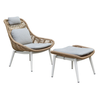 Εικόνα της ΠΟΛΥΘΡΟΝΑ LOUNGE ΜΕ ΥΠΟΠΟΔΙΟ REMVAZZO HM6561.02 ΑΛΟΥΜΙΝΙΟ ΜΠΕΖ--WICKER 89x94x98Υεκ
