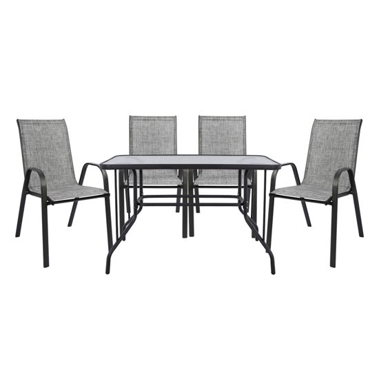 Εικόνα της ΣΕΤ ΤΡΑΠΕΖΑΡΙΑΣ 5ΤΜΧ HM5193.01 ΜΕΤΑΛΛΙΚΗ ΜΕ 4 ΚΑΡΕΚΛΕΣ & ΤΡΑΠΕΖΙ 110x60 ΓΚΡΙ