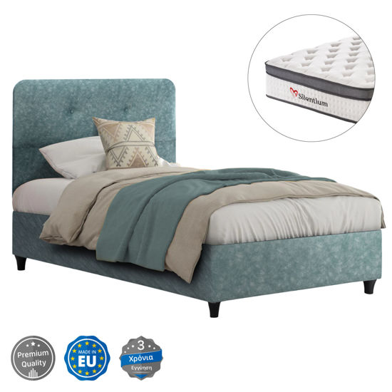 Εικόνα της ΚΡΕΒΑΤΙ ΗΜΙΔΙΠΛΟ DOLORES ΜΕ ΣΤΡΩΜΑ HM10746.04 LIGHT GREEN ΥΦΑΣΜΑ τ.NUBUCK--ΓΙΑ 120x200εκ