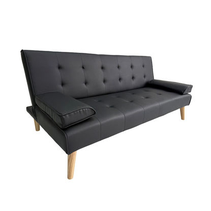 Εικόνα της MERYL BLACK PU ΚΑΝΑΠΕΣ ΚΡΕΒΑΤΙ 170X81X74εκ.