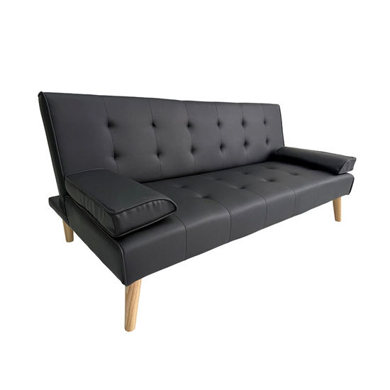 Εικόνα της MERYL BLACK PU ΚΑΝΑΠΕΣ ΚΡΕΒΑΤΙ 170X81X74εκ.
