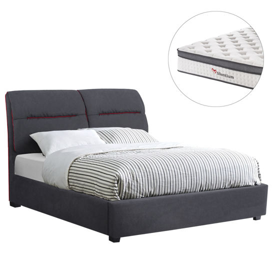 Εικόνα της ΚΡΕΒΑΤΙ ΔΙΠΛΟ ΜΕ ΣΤΡΩΜΑ KENDRA HM10804 ΓΚΡΙ ΥΦΑΣΜΑ--ΓΙΑ ΣΤΡΩΜΑ 150x200εκ