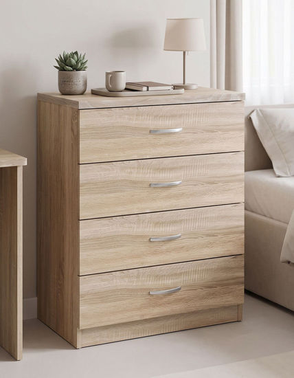 Εικόνα της Συρταριέρα Killian pakoworld με 4 συρτάρια sonoma 80x40x80εκ